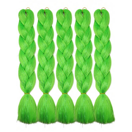 Lime Green with Tinsel | Coloured Braiding Hair Extensions