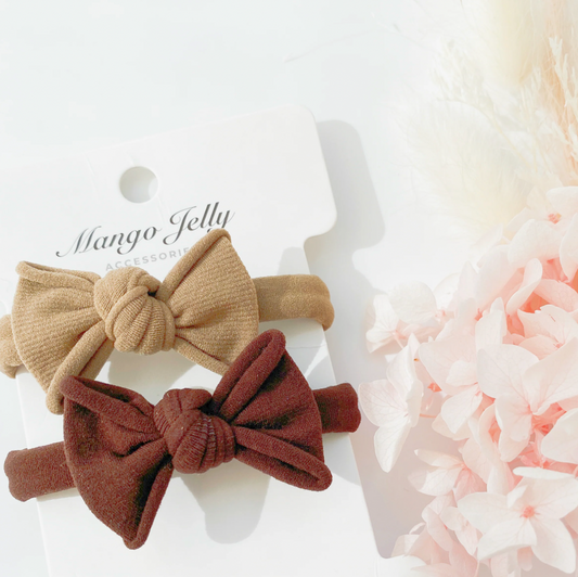 Mocha | One-Piece Bow Hair Ties