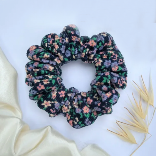 Navy | Floral Scrunchie
