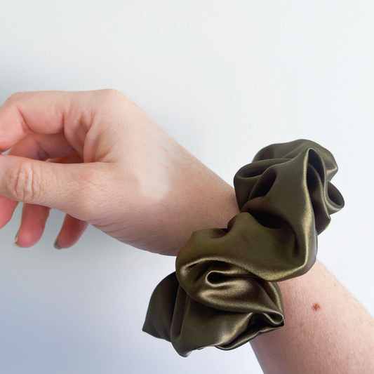 Olive Green | Satin Scrunchie