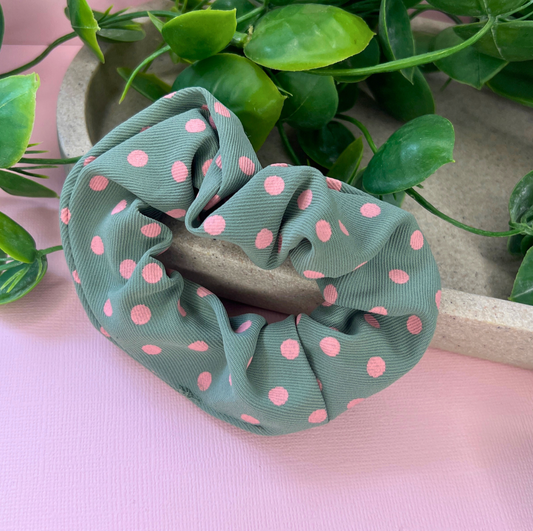 Rustic Sage | Polka Dot Scrunchie