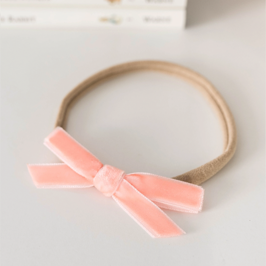 Coral | Velvet Bow Headband