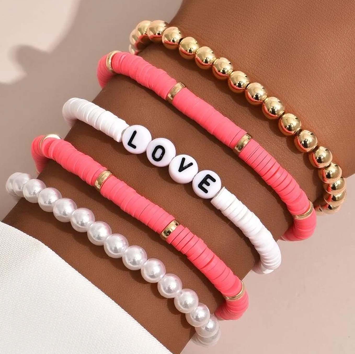 Fluro Coral | Love Beaded Bracelet