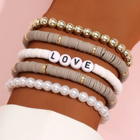 Latte | Love Beaded Bracelet