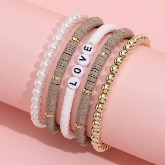 Latte | Love Beaded Bracelet