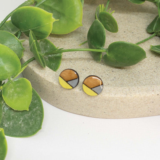 Bee Happy | Wooden Stud Earrings