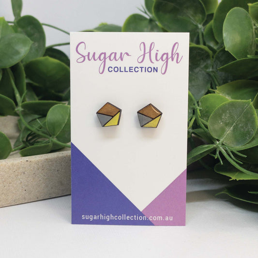 Bee Happy | Wooden Stud Earrings