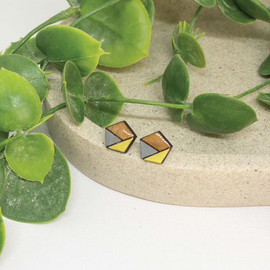Bee Happy | Wooden Stud Earrings