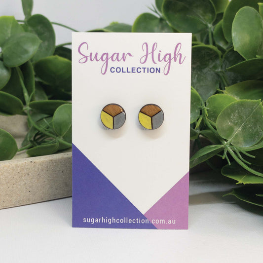 Bee Happy | Wooden Stud Earrings