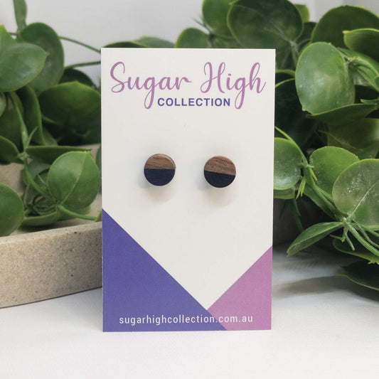 Black | Wooden Stud Earrings