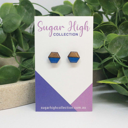 Blue Lagoon | Wooden Stud Earrings