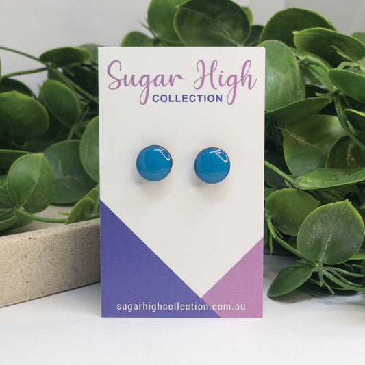 Bondi Blue | Wooden Stud Earrings
