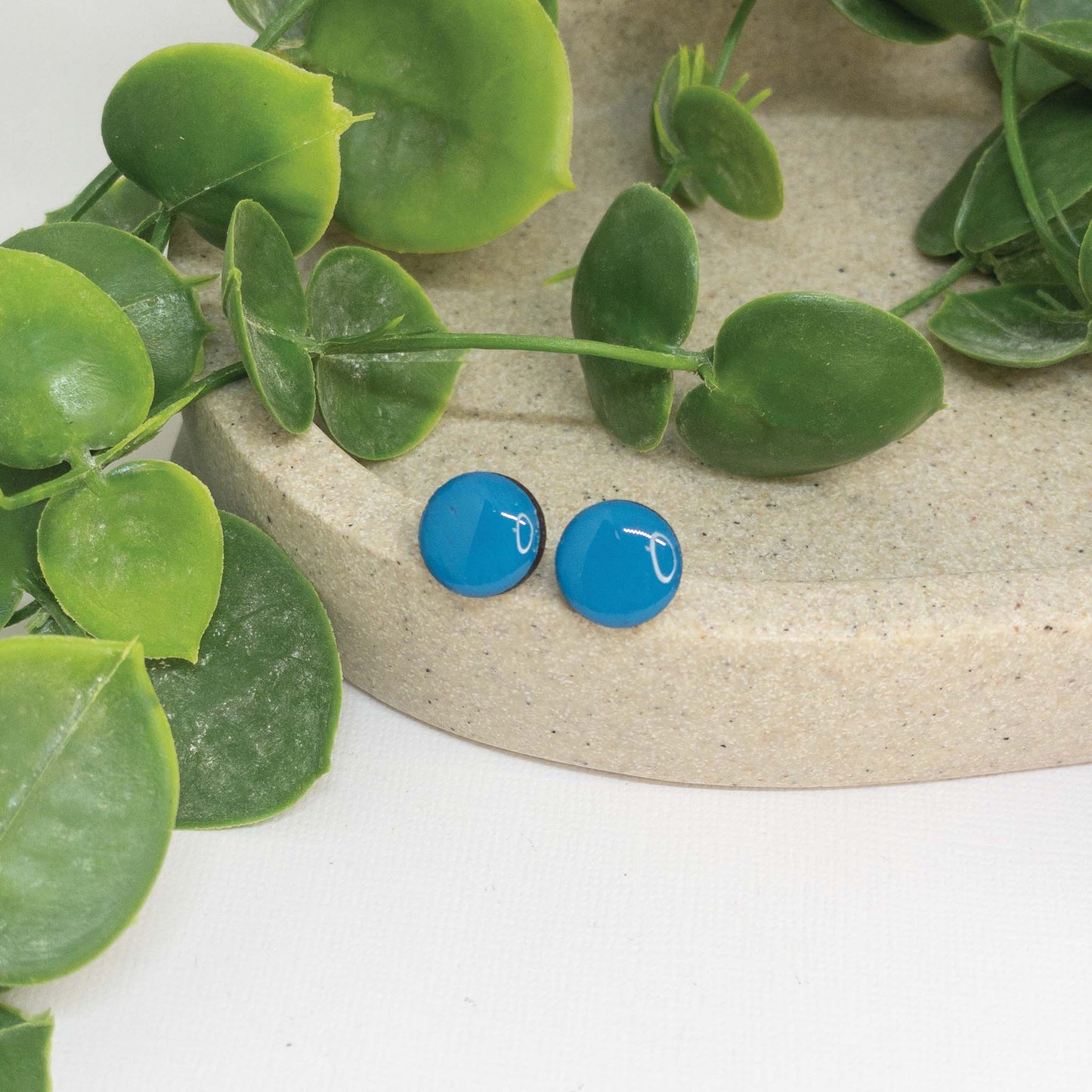 Bondi Blue | Wooden Stud Earrings
