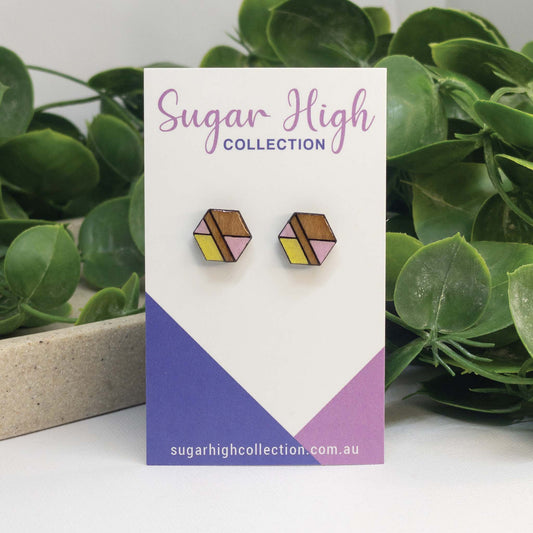 Cotton Candy | Wooden Stud Earrings
