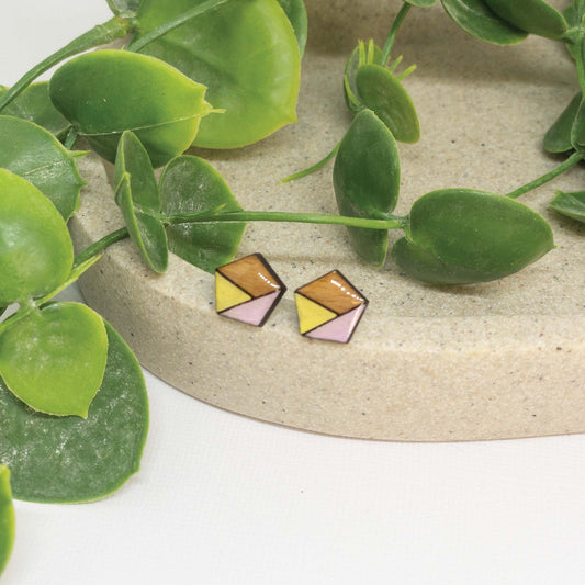Cotton Candy | Wooden Stud Earrings