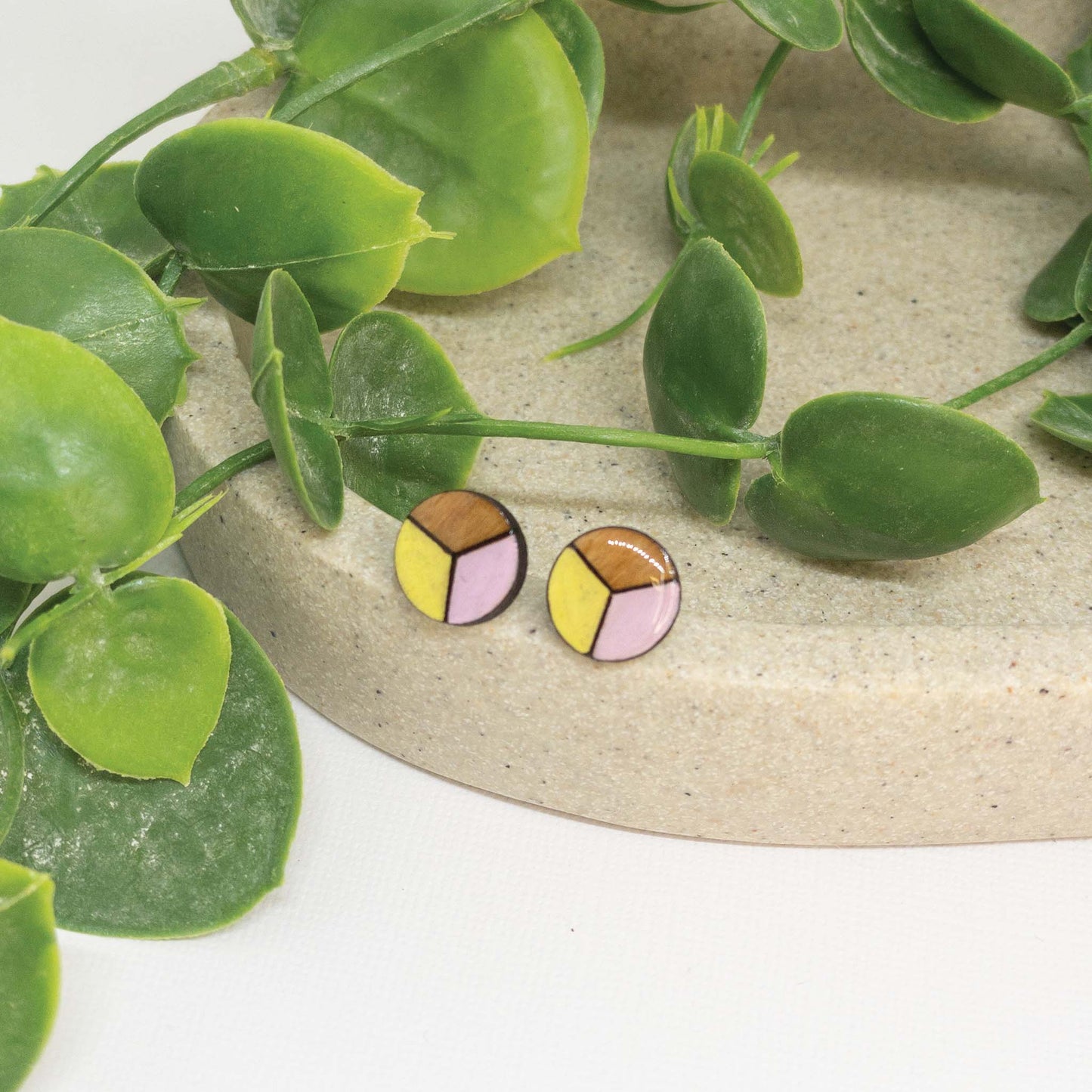 Cotton Candy | Wooden Stud Earrings