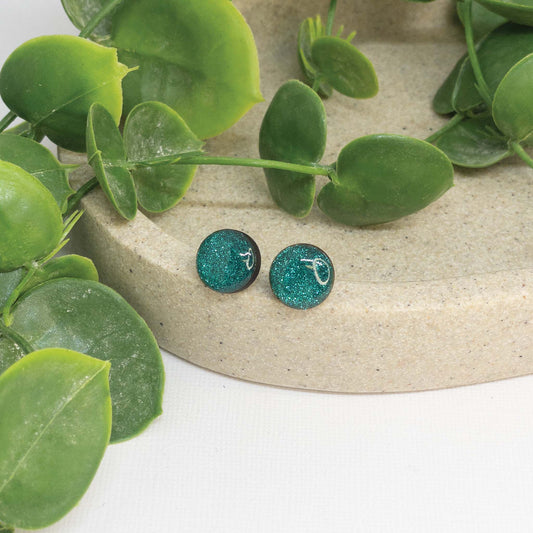 Emerald Gems | Wooden Stud Earrings