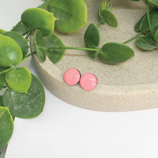 Flamingo Pink | Wooden Stud Earrings