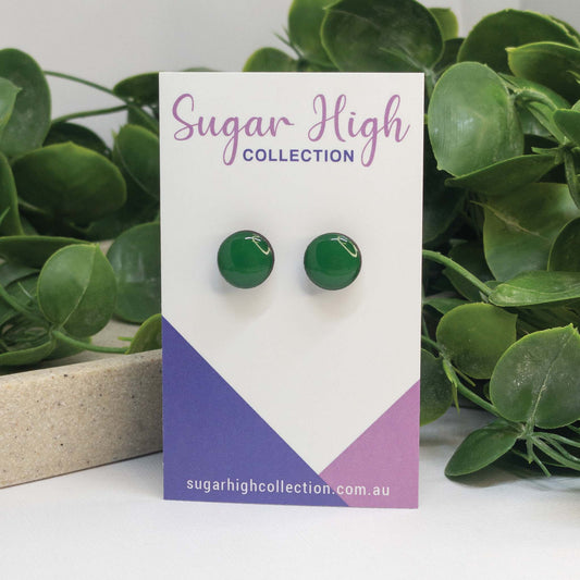 Forest Green | Wooden Stud Earrings