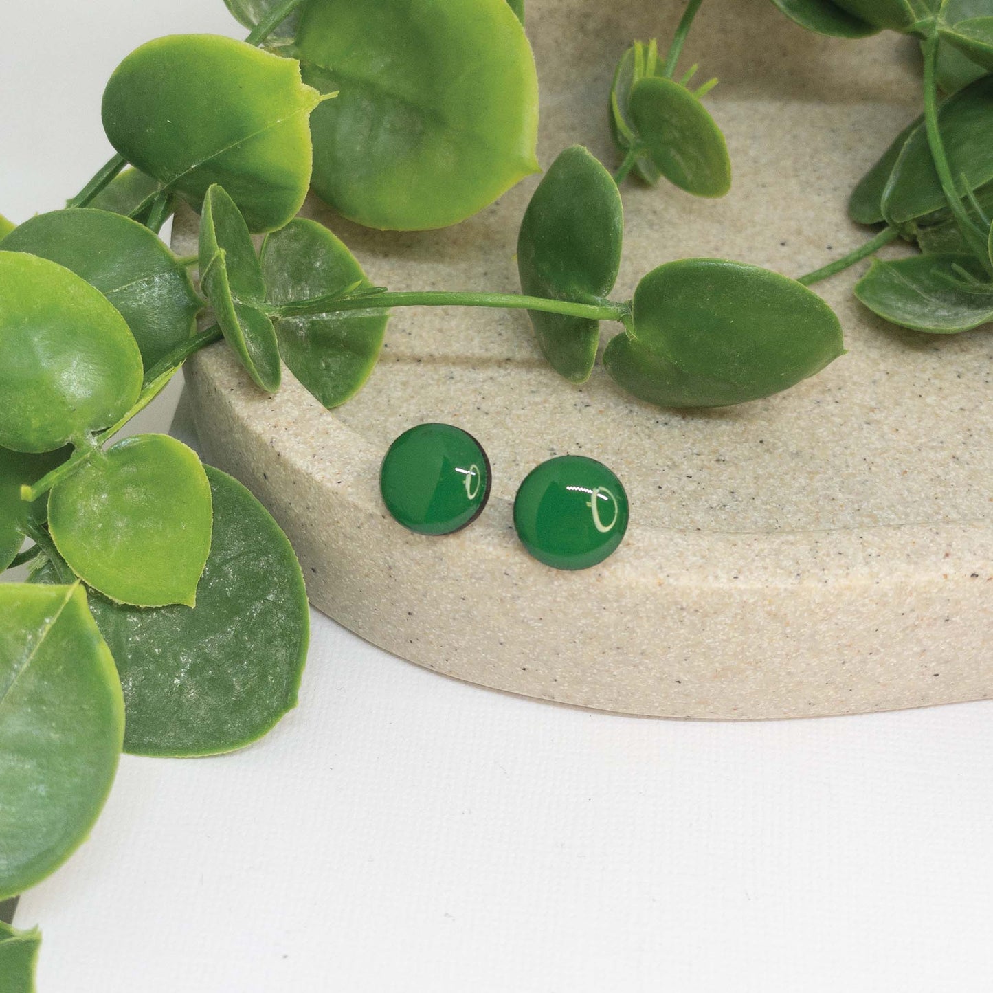 Forest Green | Wooden Stud Earrings