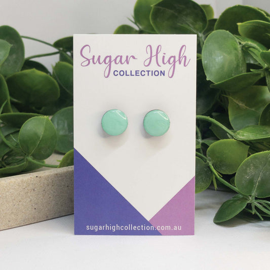 Frosty Mint | Wooden Stud Earrings