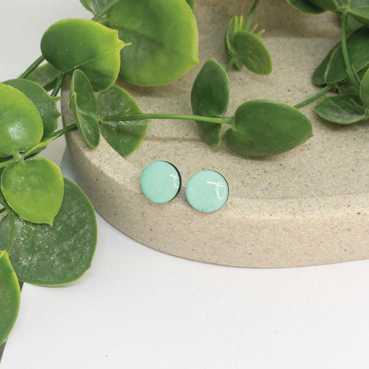 Frosty Mint | Wooden Stud Earrings