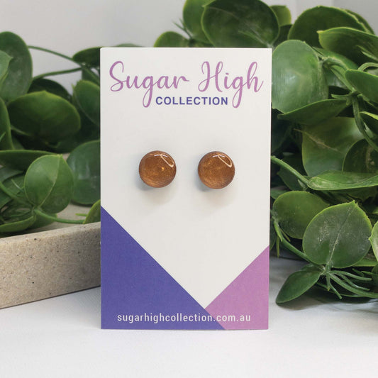 Golden Bohemian | Wooden Stud Earrings