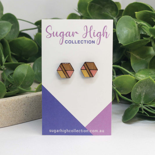 Honey Kiss | Wooden Stud Earrings