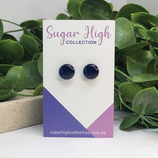 Indigo Blue | Wooden Stud Earrings