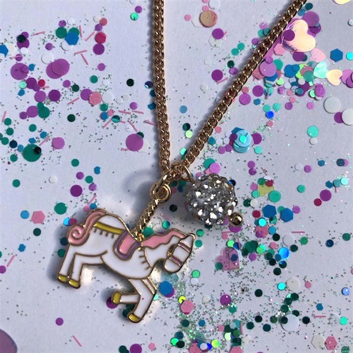 Unicorn Carousel Gold Necklace