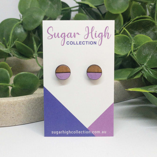 Lavender | Wooden Stud Earrings