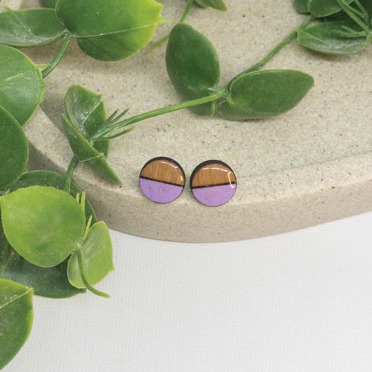 Lavender | Wooden Stud Earrings