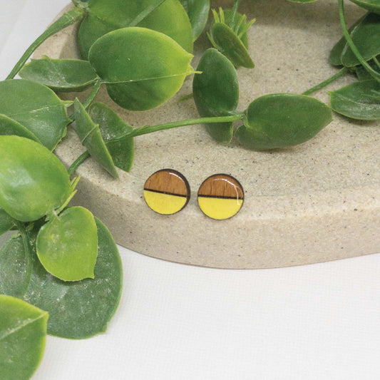 Lemon | Wooden Stud Earrings