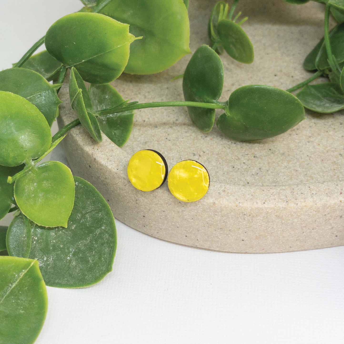 Lemon Tea |  Wooden Stud Earrings