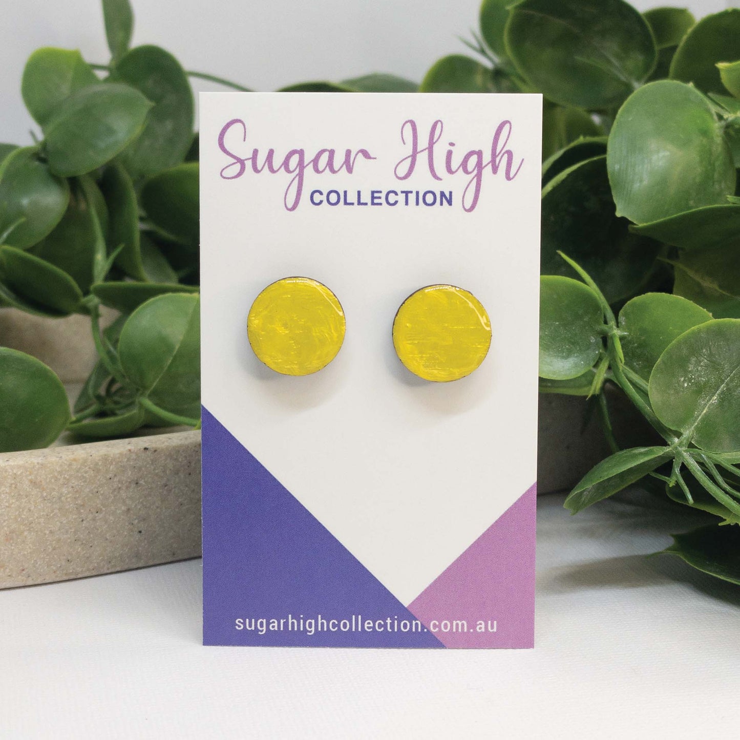Lemon Tea |  Wooden Stud Earrings