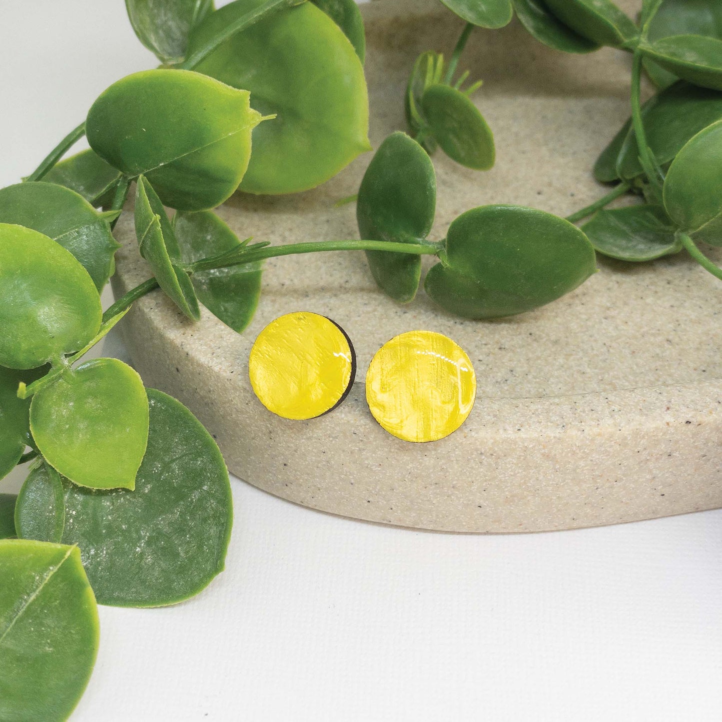 Lemon Tea |  Wooden Stud Earrings
