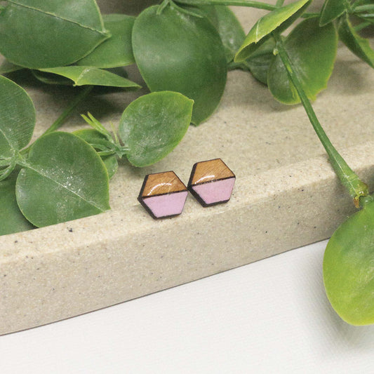 Pink Lemonade | Wooden Stud Earrings