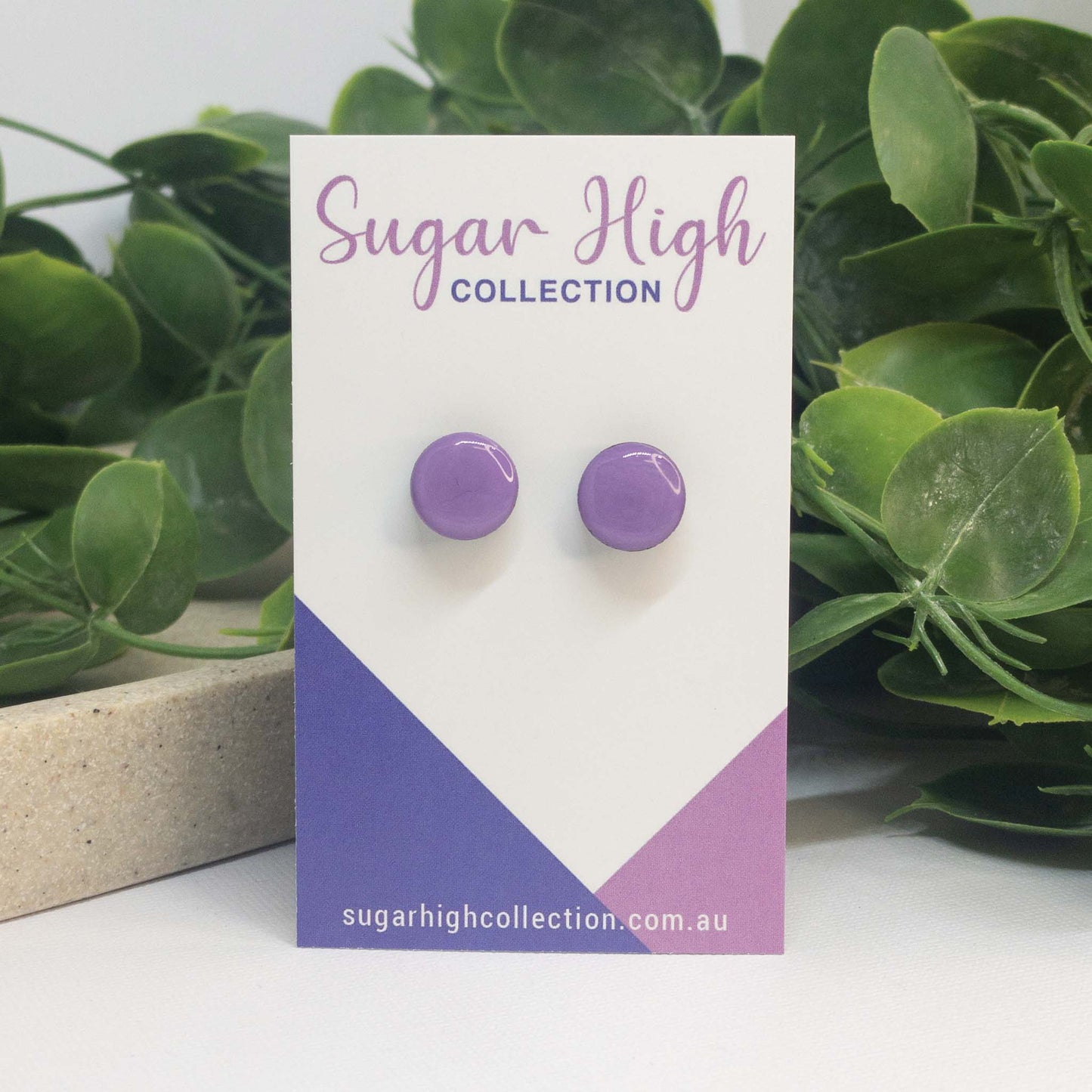 Lilac Purple | Wooden Stud Earrings