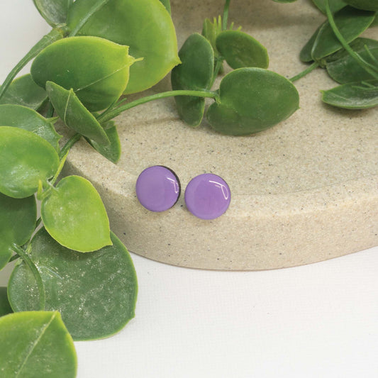 Lilac Purple | Wooden Stud Earrings