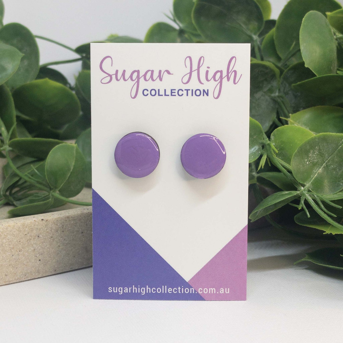 Lilac Purple | Wooden Stud Earrings