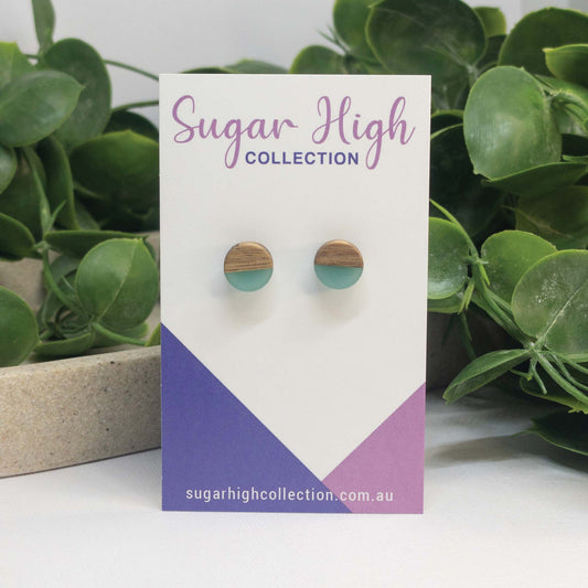 Mint Green | Wooden Stud Earrings