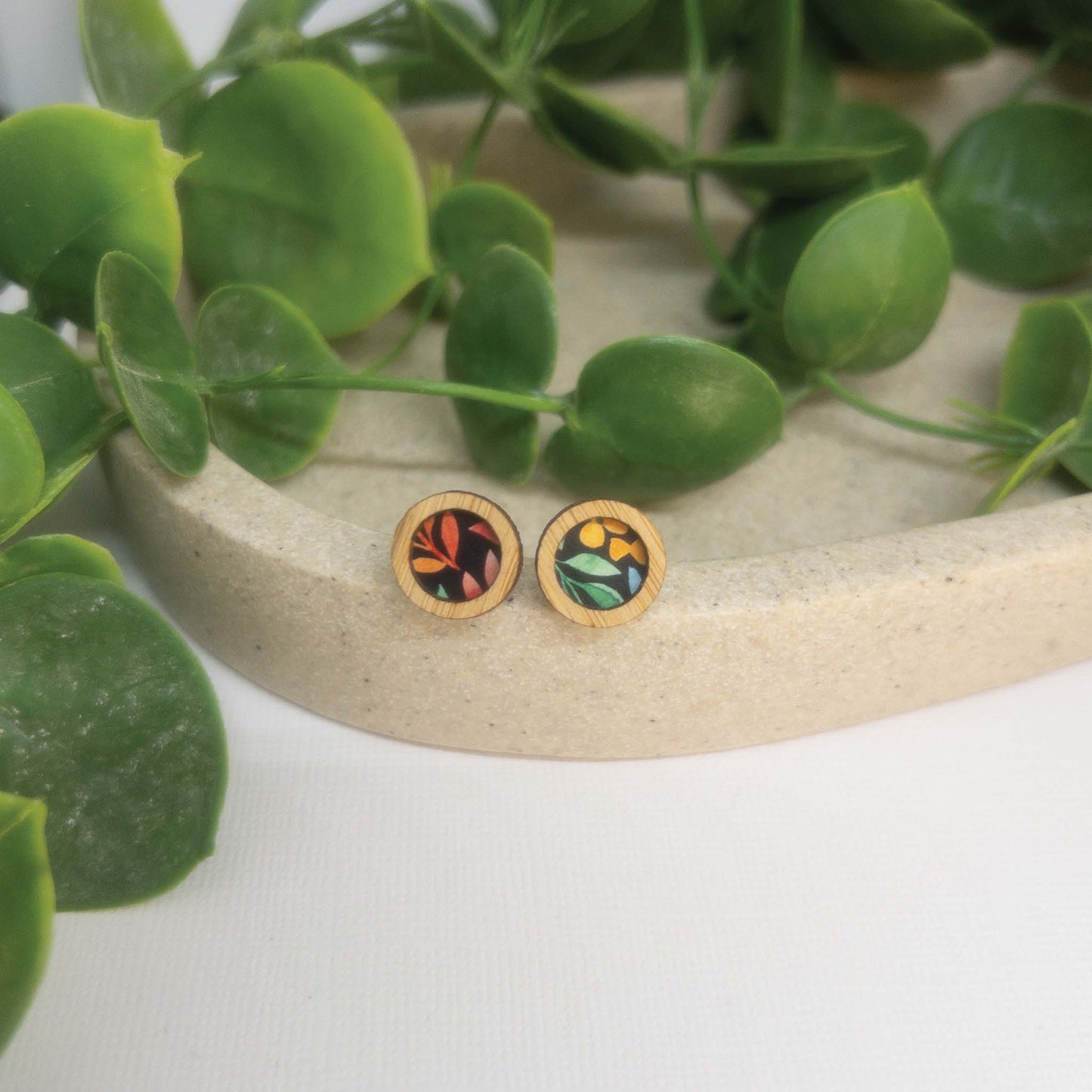 Love Of Floral | Wooden Statement Stud Earrings