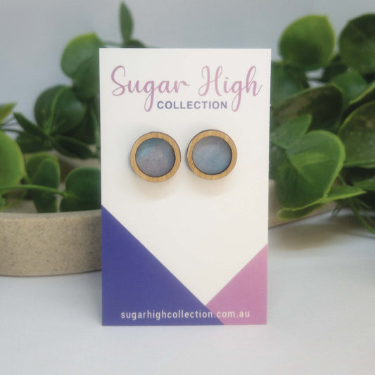 Blue Horizon | Wooden Statement Stud Earrings