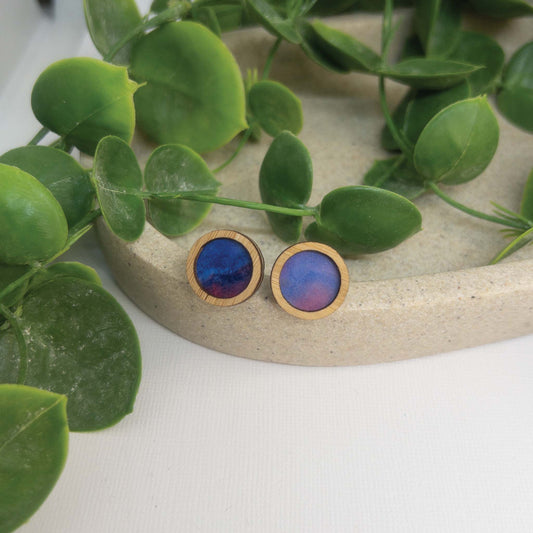 Whimsical Sky |  Wooden Statement Stud Earrings