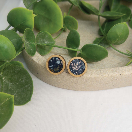 Night Garden | Wooden Statement Stud Earrings