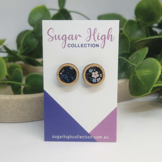 Night Garden | Wooden Statement Stud Earrings