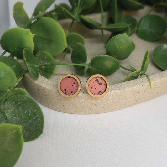 Speckled | Wooden Statement Stud Earrings