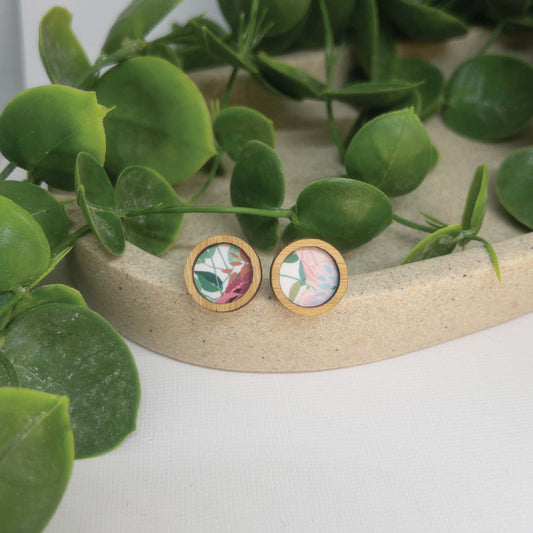 Flower Garden | Wooden Statement Stud Earrings 'Flower Garden'
