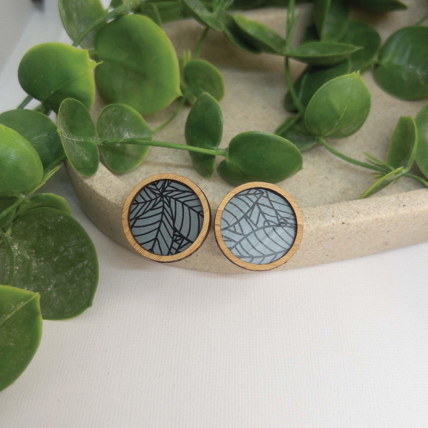 Midnight Botanicals | Wooden Statement Stud Earrings