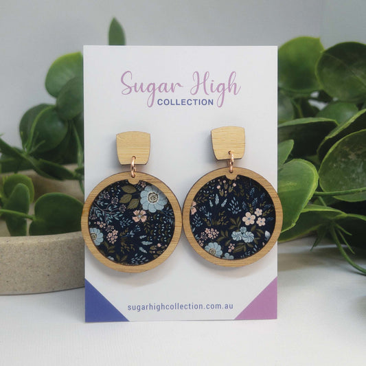 Night Garden | Wooden Statement Drop Earrings
